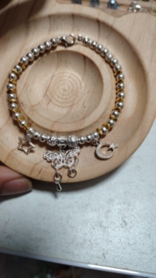 马上有钱古法银手链女s925银小众设计4mm银珠手串