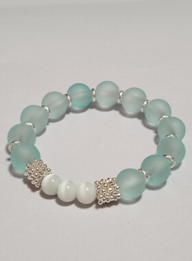 爆款猫眼蓝色珠子手链高颜值纯手工手串女饰品学生党毕业生日礼物