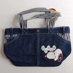 手拎单肩包 刺绣包 史努比Snoopy日本仓敷店限定 牛仔包
