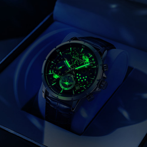 星空手表男款多功能月相夜光