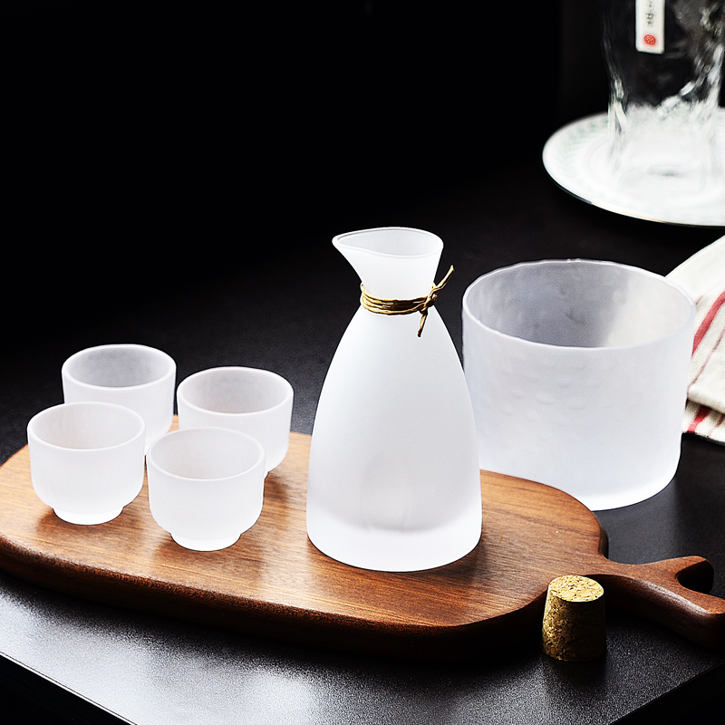 锤纹玻璃清酒壶套装温烫酒黄梅果酒杯日式云雾一两白酒杯子咖啡杯
