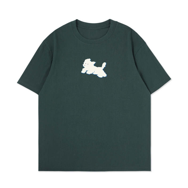 小狗印花短袖T恤男女打底衫