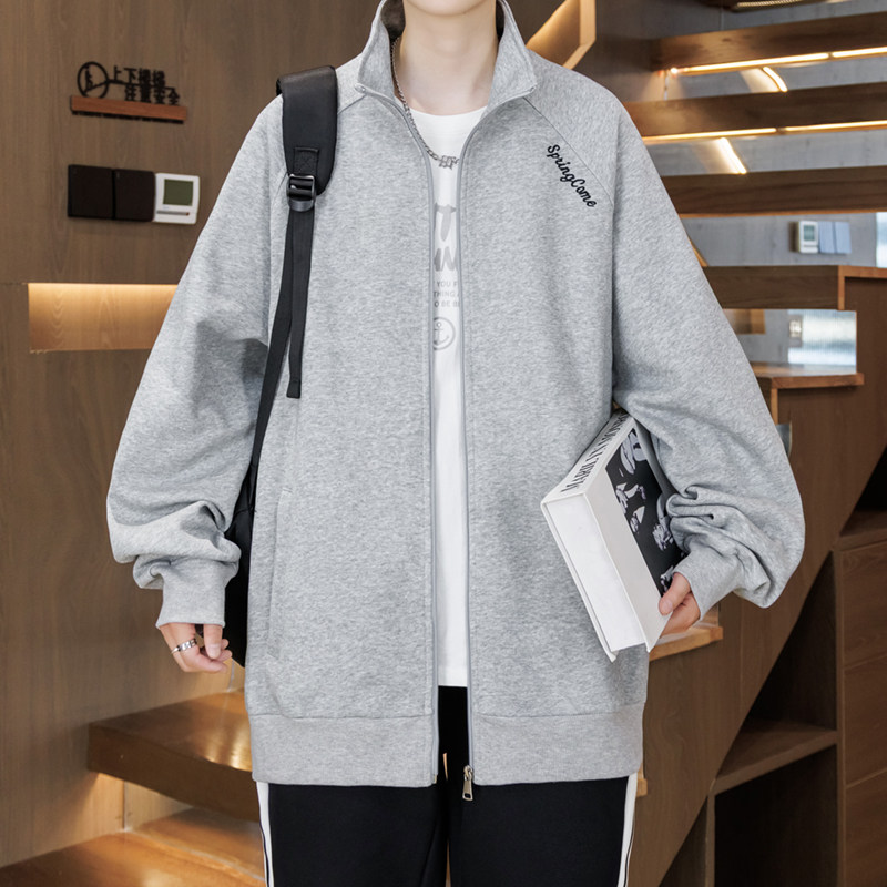 12青少年春装卫衣外套男孩初中学生15胖大童16帅气运动开衫棒球服