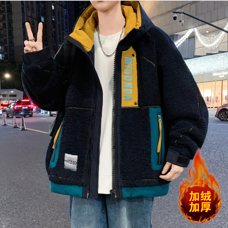 冬季颗粒绒外套12岁男孩13青少年学生14加厚15大童潮流帅气羽绒服