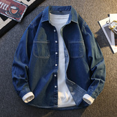 春季 男孩潮流牛仔衬衫 12岁15青少年初中学生14帅气13大童衬衣外套