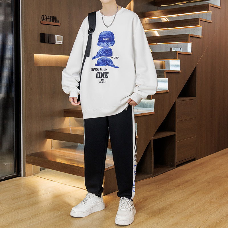 春季卫衣套装男孩12-15岁初中学生13青少年14大童潮流宽松长袖t恤