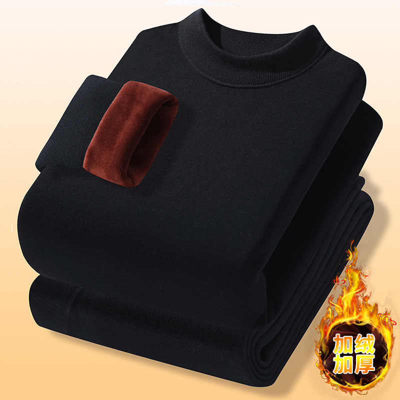 青少年冬季加绒加厚保暖内衣套装12岁男孩16中学生14纯棉秋衣秋裤