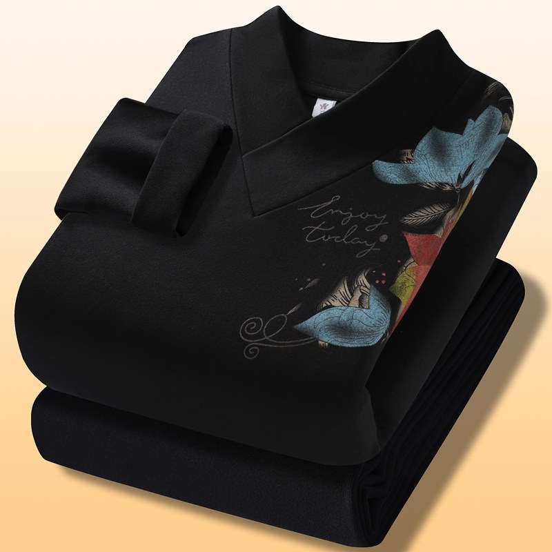 15岁青少年冬季加厚加绒打底衫16男孩13学生潮流V领保暖内衣套装