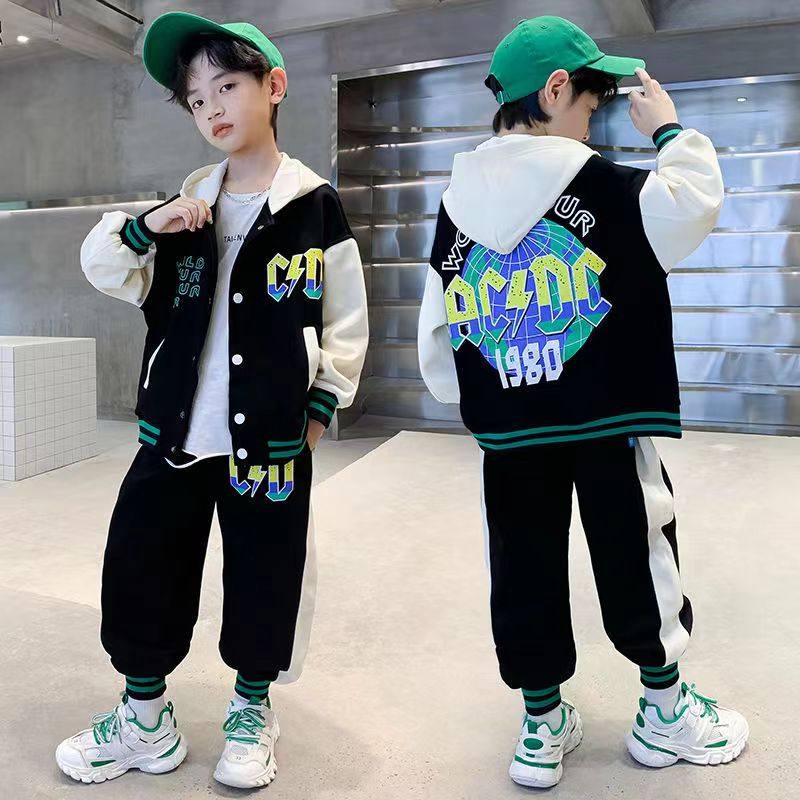 儿童装男童春装棒球服套装2025新款中大童春秋款洋气痞帅运动服