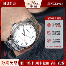 海鸥表男士经典简约商务休闲钢带夜光全自动机械手表男款男表6174