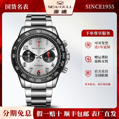 海鸥表大表盘运动男士计时码表