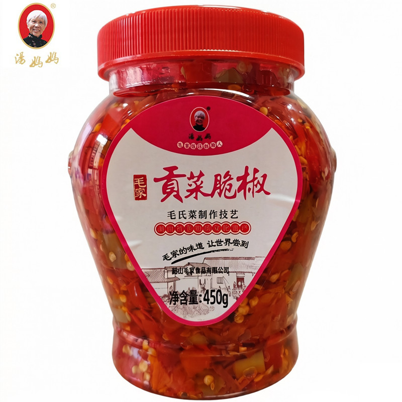 汤妈妈贡菜脆椒450g毛家食品湖南韶山特产饭店农家剁辣椒酱下饭菜