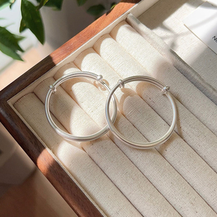 拾钰足银999.9纯银推拉手镯男女同款 简约百搭银镯子送女儿礼物