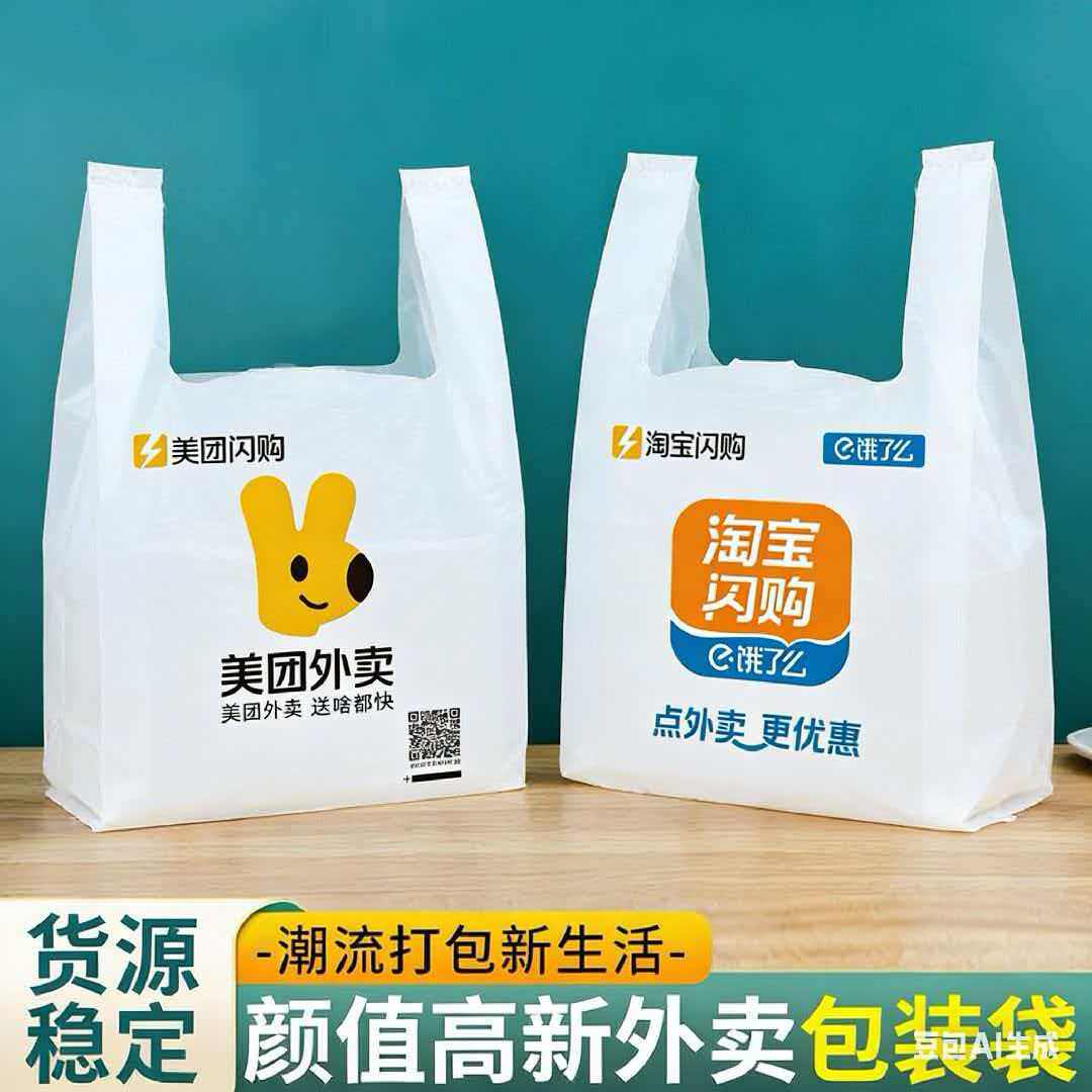 淘宝闪购 美团塑料袋 餐饮塑料快餐袋 饿了么一次性打包带 打包袋