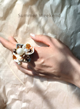 女贝壳海洋天然海螺戒指贝壳