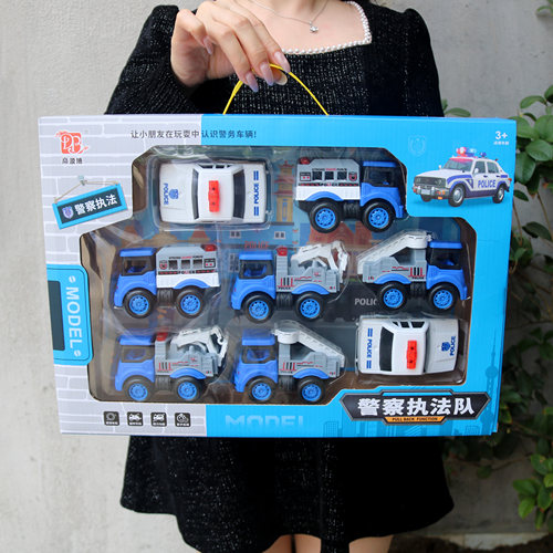 警车男孩回力小汽车套装