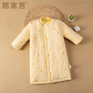 纯棉婴儿睡袍儿童加长款加厚保暖家居袍男女宝宝睡裙秋冬季睡袋