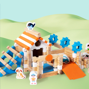 鲁班榫卯积木中国古建筑结构拼搭手工房子益智力儿童礼物木质玩具