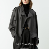 ROEYWANG 风衣外套女高级感宽松显瘦休闲夹克上衣 复古英伦风短款