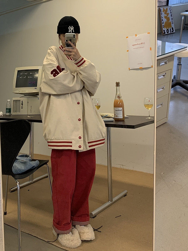 卤卤lulu 牛仔棒球服女2020年新款宽松复古韩版春秋冬中长款外套
