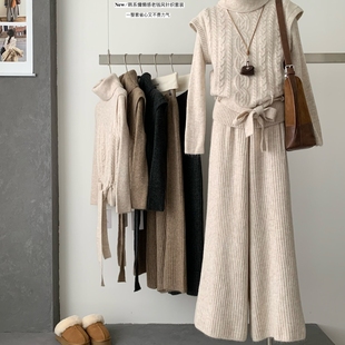 设计师收腰轻奢三件套装 裙子 重工长款 子真两件上衣休闲时尚 裤