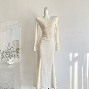 凌茜恣禾恋空国风新中式 显瘦气质裙子 紫杏色蕾丝裙温婉优雅修身