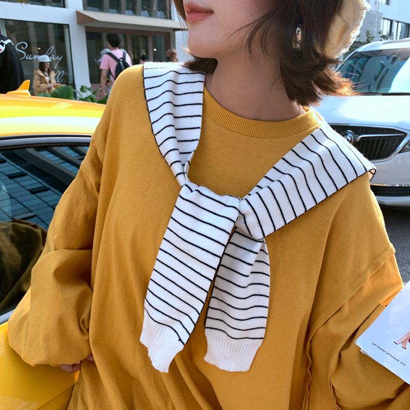 韩国ulzzang春秋学生清新打结针织女披肩装饰外搭长袖坎肩小背心