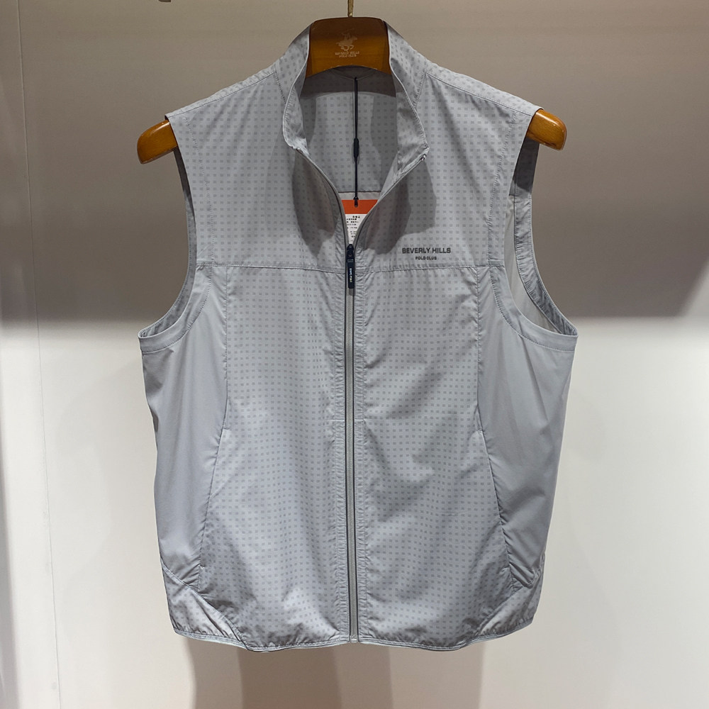 比华利保罗男士春季新款薄款立领拉链马甲背心商务休闲运动外套