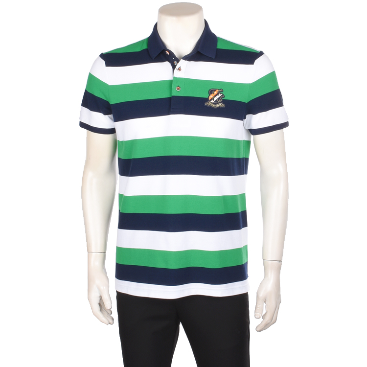 比华利保罗专柜正品男装夏季新款撞色拼接透气棉休闲polot恤衫