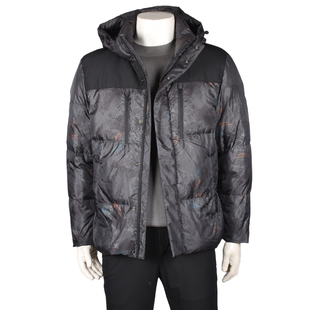 GYgoldlion/金利来GY服饰连帽羽绒服男秋冬拼接印花保暖加厚外套