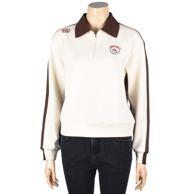 BIEM.L.FDLKK/比音勒芬高尔夫女装春秋超柔空气拼接翻领长袖卫衣