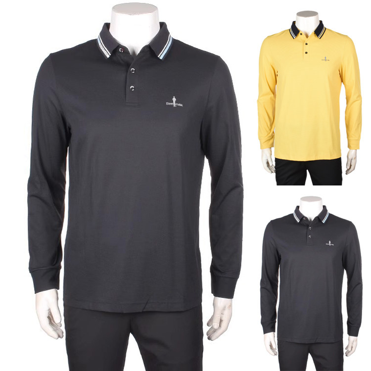 BIEM.L.FDLKK/比音勒芬男士新款春季长袖抗菌舒适休闲翻领T恤衫