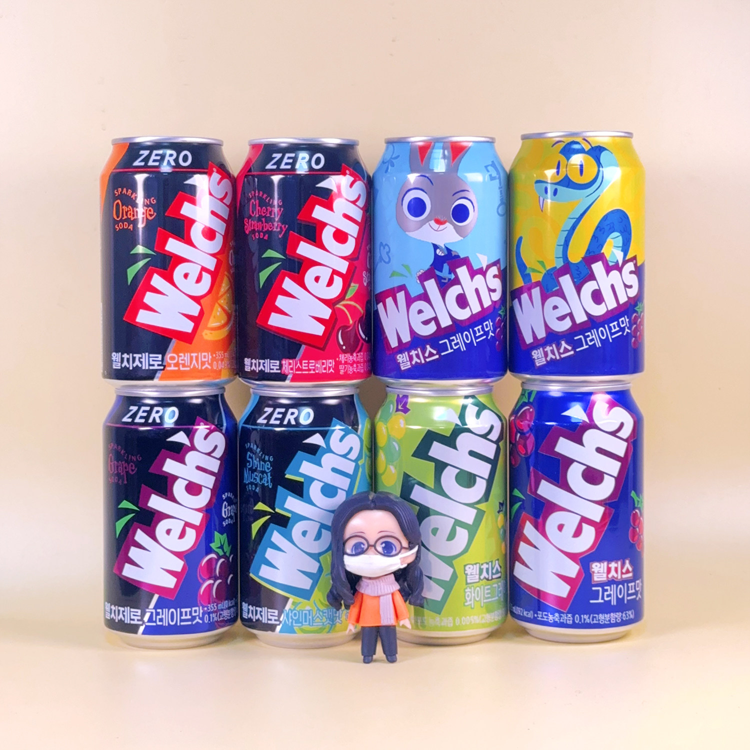 welch's葡萄味气泡水韩国进口零食威尔仕草莓汽水碳酸饮料零脂肪