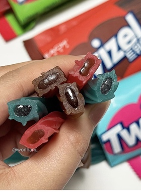 yem长条糖螺旋形蓝莓味夹心软糖水果可乐味儿童糖果韩国进口零食