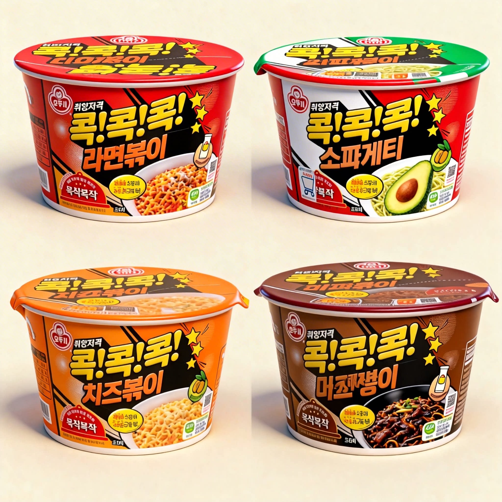 3件包邮不倒翁意大利面辣味炒面碗面桶装韩式泡面方便面韩国进口