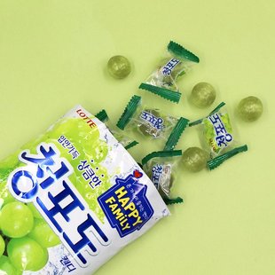 乐天LOTTE糖果12%青葡萄果汁硬糖韩国进口零食青葡萄汁水果糖 包邮