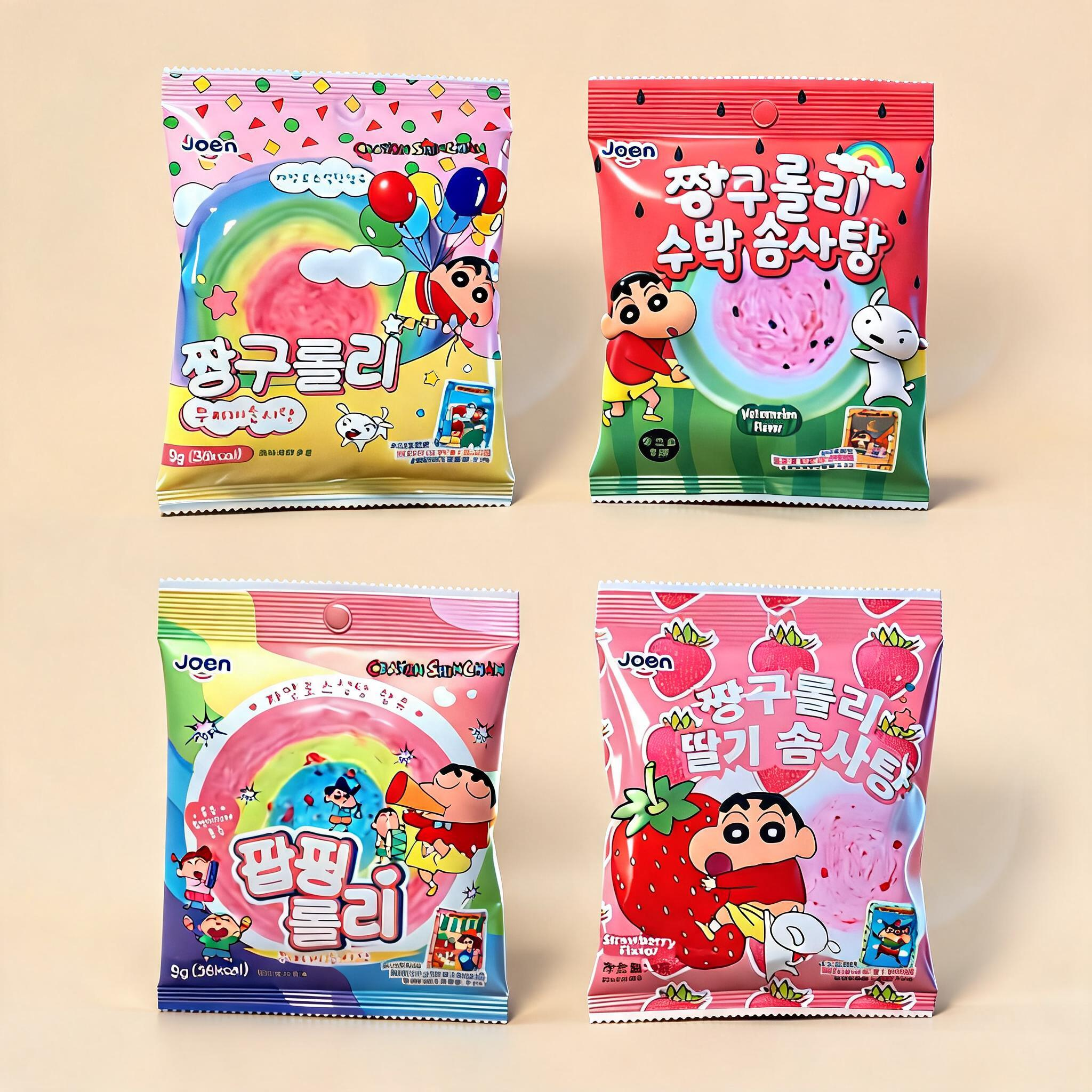 送贴纸！韩国进口儿童零食 joen蜡笔小新联名 彩虹色跳跳糖棉花糖