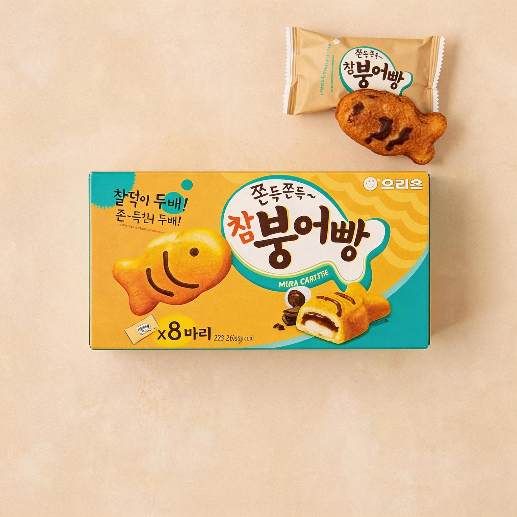 进口零食小鱼打糕糖饼夹心打糕鱼韩国蛋糕儿童零食西式巧克力蛋糕