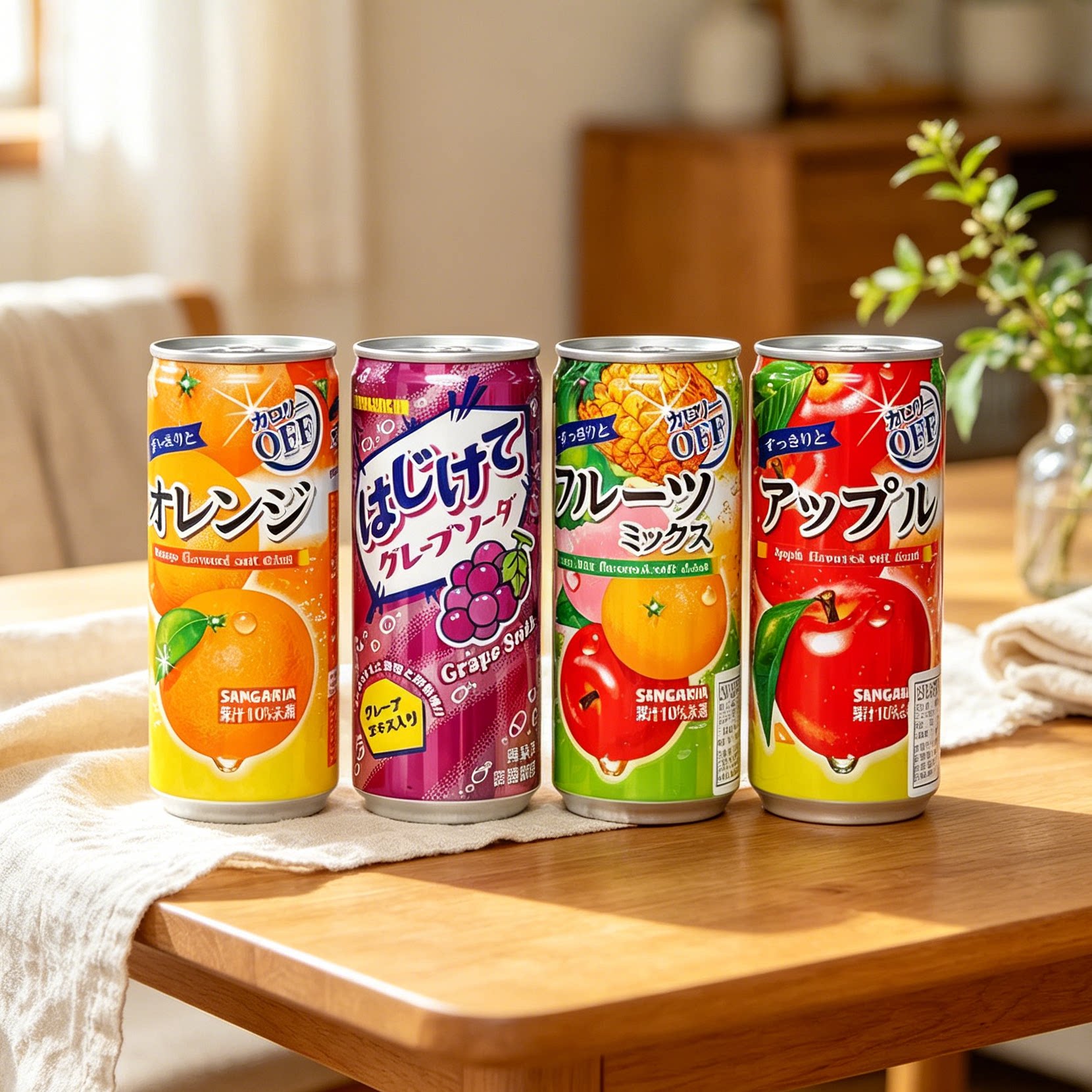 日本进口饮料sangaria混合水果饮料苹果味葡萄味柑橘果汁冷藏好喝