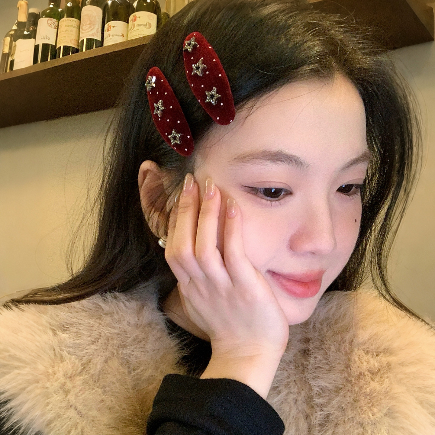 波点星星丝绒发夹女新款氛围感发卡百搭碎发bb夹对夹新年红色头饰,饰品/流行首饰/时尚饰品新,发饰,淘宝优惠券,粉丝福利购,淘宝优惠卷