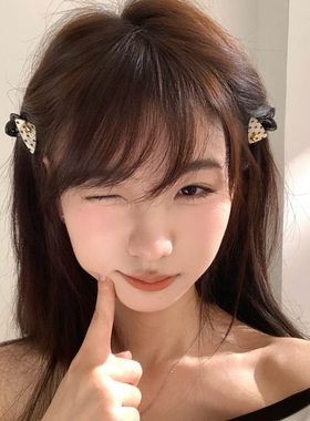 精致小号醋酸波点格纹三角形抓夹女前额碎发夹子公主头发卡发饰品