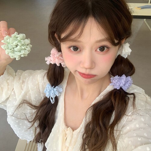 超仙网纱蕾丝泡泡毛巾圈发绳甜美少女扎发皮筋头绳双马尾发圈发饰
