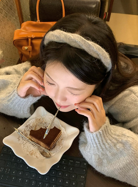 马海毛波浪发箍秋冬气质针织毛线压发头箍增高颅顶发卡高级感发饰