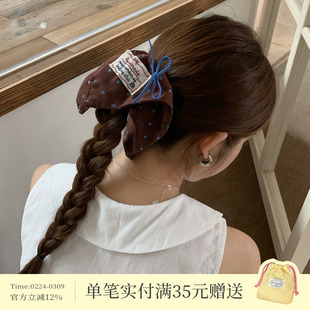 布鲁蓝咖。波点撞色方巾发圈秋季新款大肠圈韩系少女发绳小众发饰