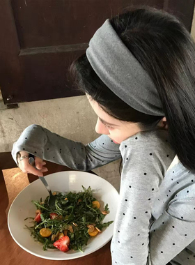 基础款百搭宽边发箍秋冬高颅顶高级感灰色针织头箍加宽发带头饰品