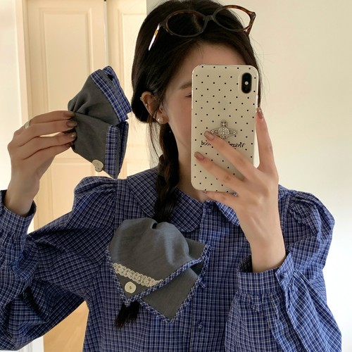 蓝格灰色方巾抓夹复古蕾丝大肠圈发绳三角鲨鱼夹高级感发饰品早春