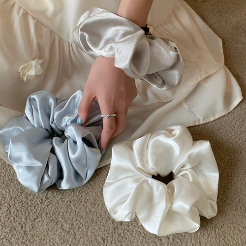 质感缎面光泽发圈高级感法式大肠圈大号发绳头花简约低马尾发饰品