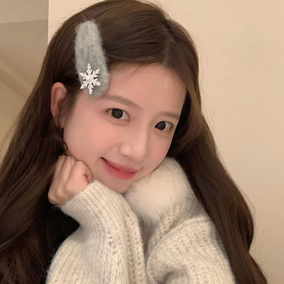 冬日氛围！水钻雪花发夹毛绒绒刘海夹BB夹女发卡边夹前额碎发夹子