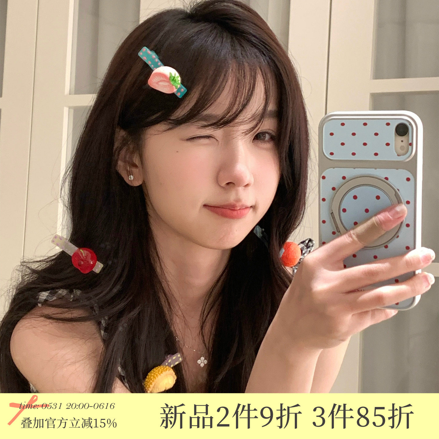 水果派对!可爱草莓菠萝发夹创意立体水果发夹前额碎发刘海夹发饰