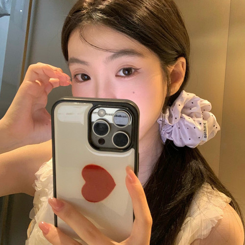 温柔光泽紫~质感缎面波点发圈法式少女大肠圈头绳低马尾皮筋发饰